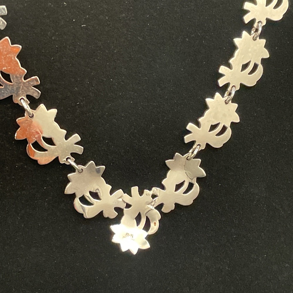 Sterling Silver 925 And Marcasite Necklace B&K 15" Art Deco Vintage 19.86g - Picture 9 of 13